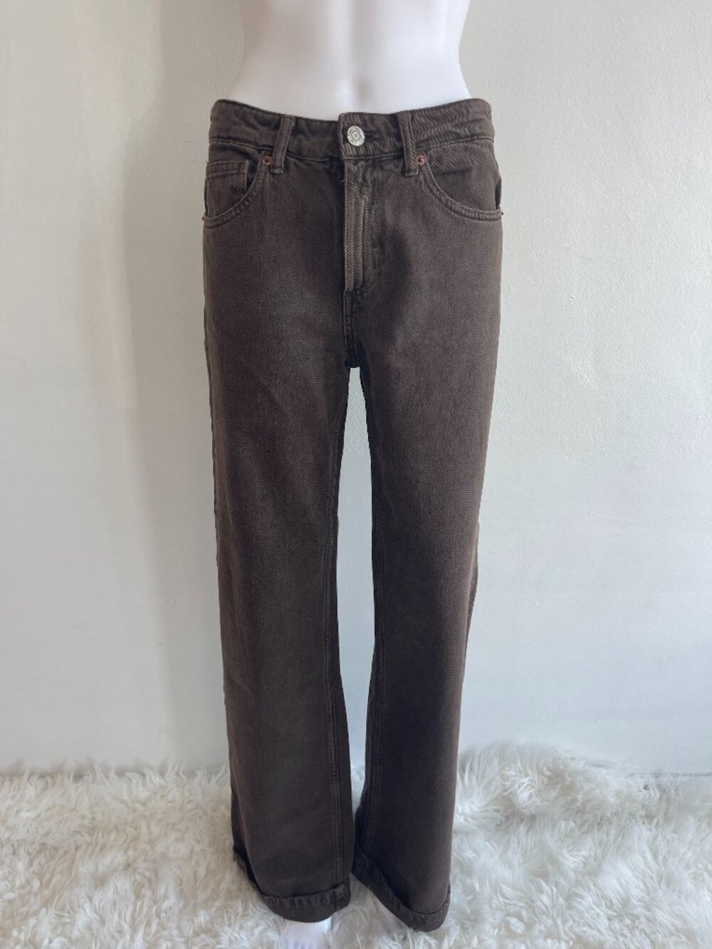 ZARA Brown Jean with Cuffed Bottom